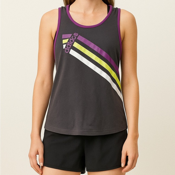 adidas Tops - 🥳 Adidas Gray/ Purple Racerback Tank- Women’s Large